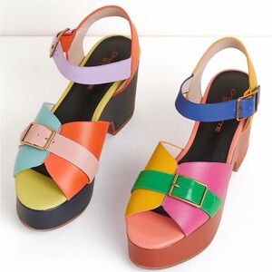 Charlotte Stone Raf Platform Sandals in Solimar Multicolor Size 8